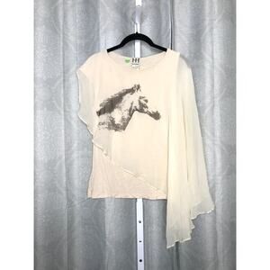 Haute Hippie horse print asymmetrical silk top